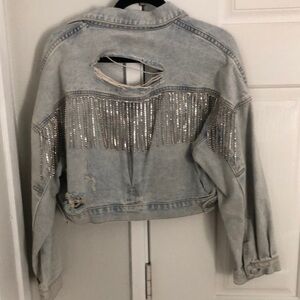 Stylish Light Blue Denim Jacket with Tassle